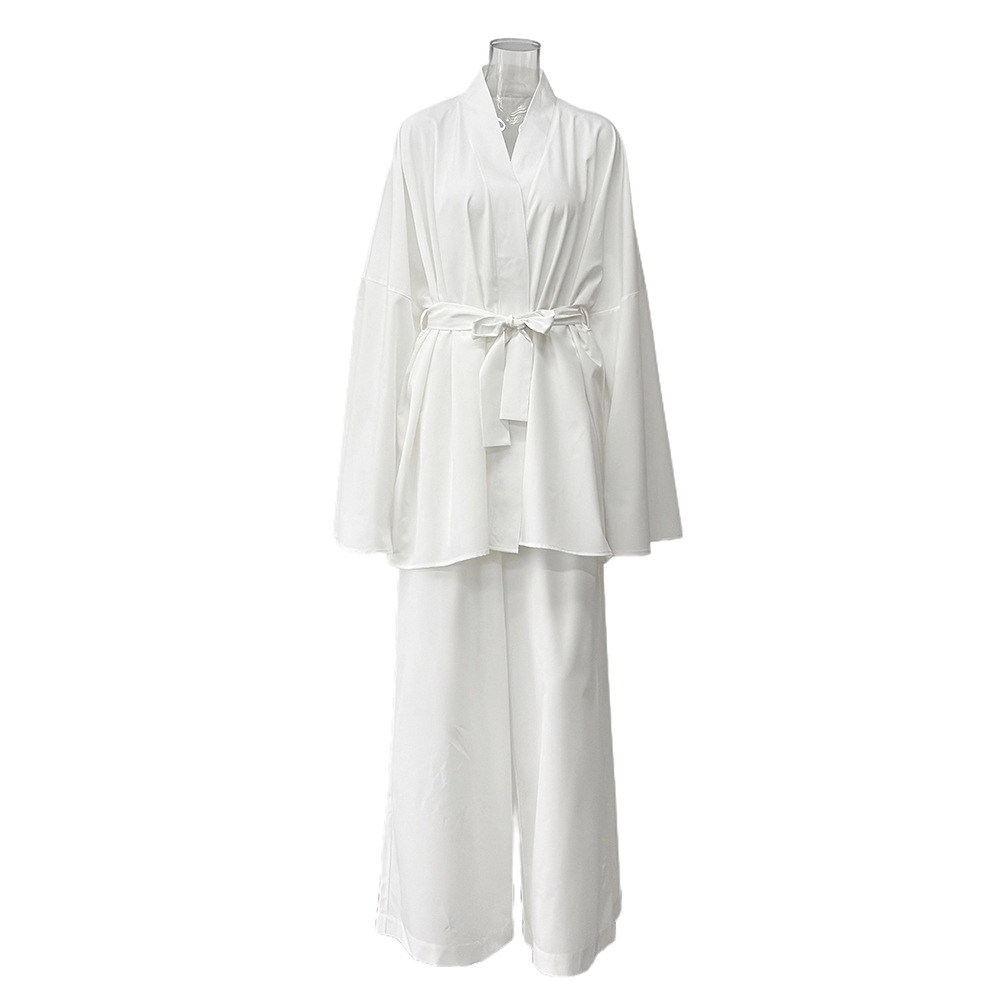 FLY-TEST 1 Pair 2025 Cross-border High-end Fashion Comfortable Home Wear Two-wear Cardigan Lace-up Long-sleeved Trousers Two-piece Suit Women's Knitted Cardigan 