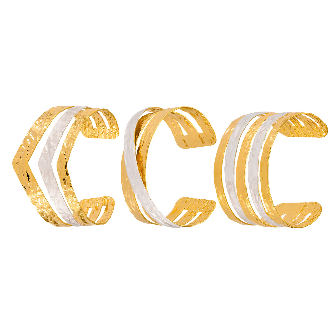 1 Piece Elegant Patchwork Stainless Steel Gold Color Women's Bangles Picture6