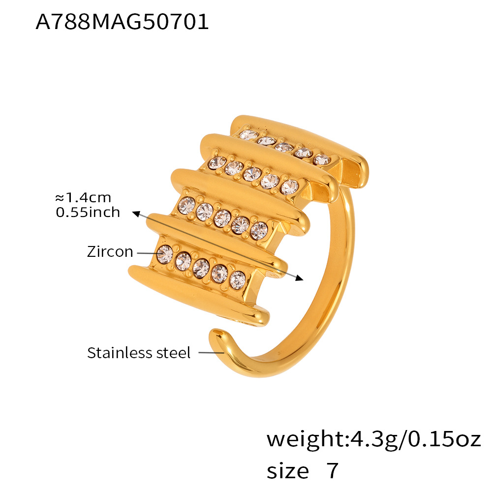 1 Piece Modern Rectangle Stainless Steel Gold Color Statement Rings Picture2