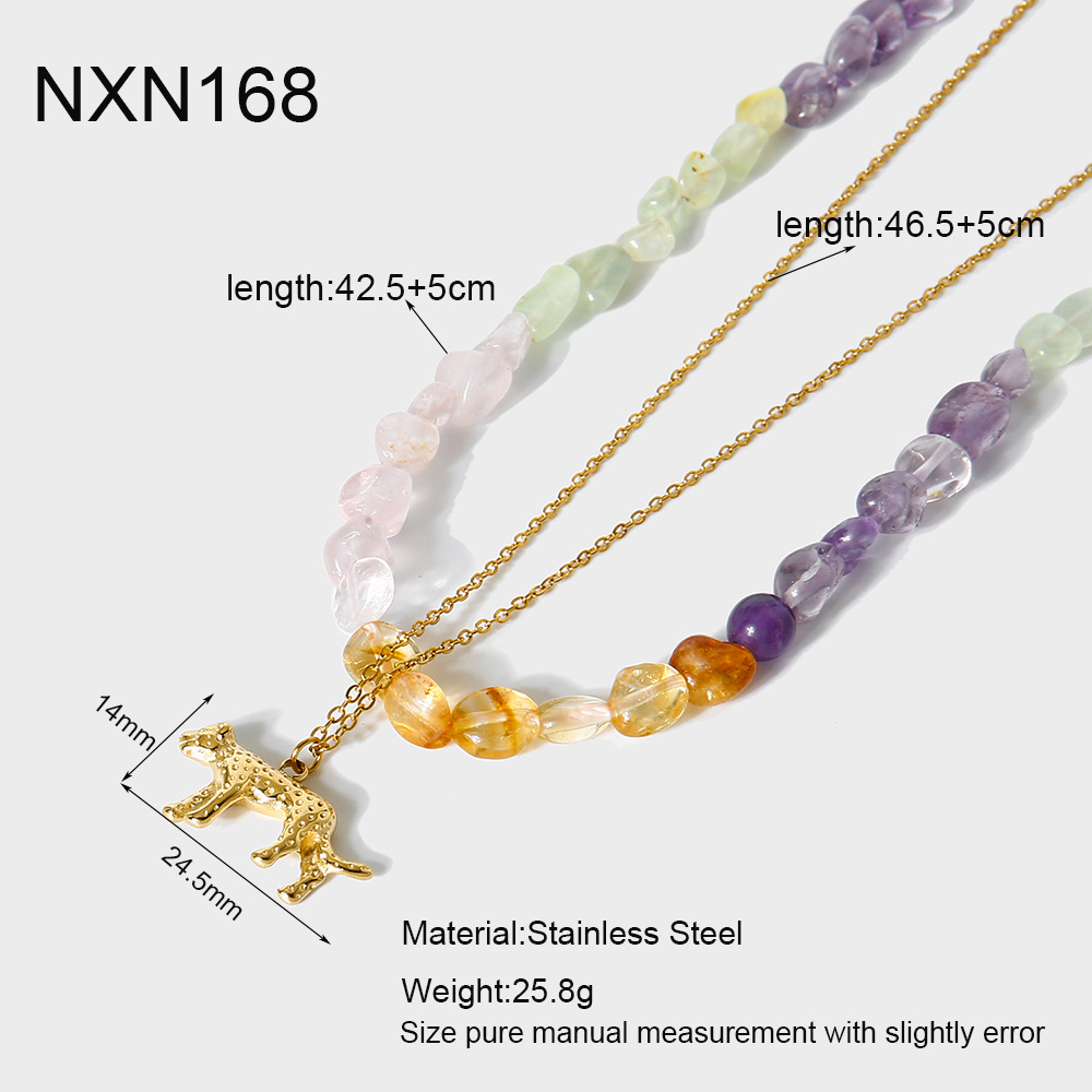 1 Set Romantic Series Natural Stones Gold Color Necklaces Set 