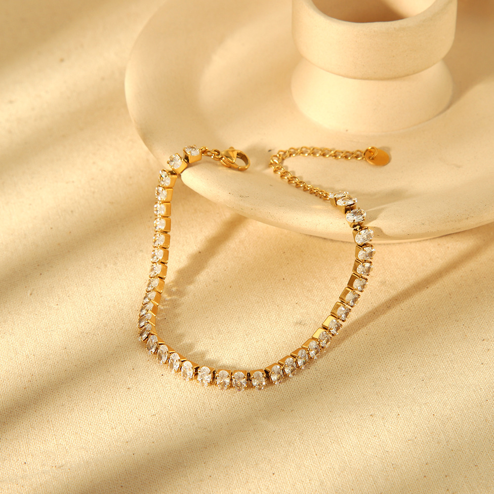 1 Piece Simple Daily Chain Rectangle Stainless Steel Women's Chain Bracelets Picture4