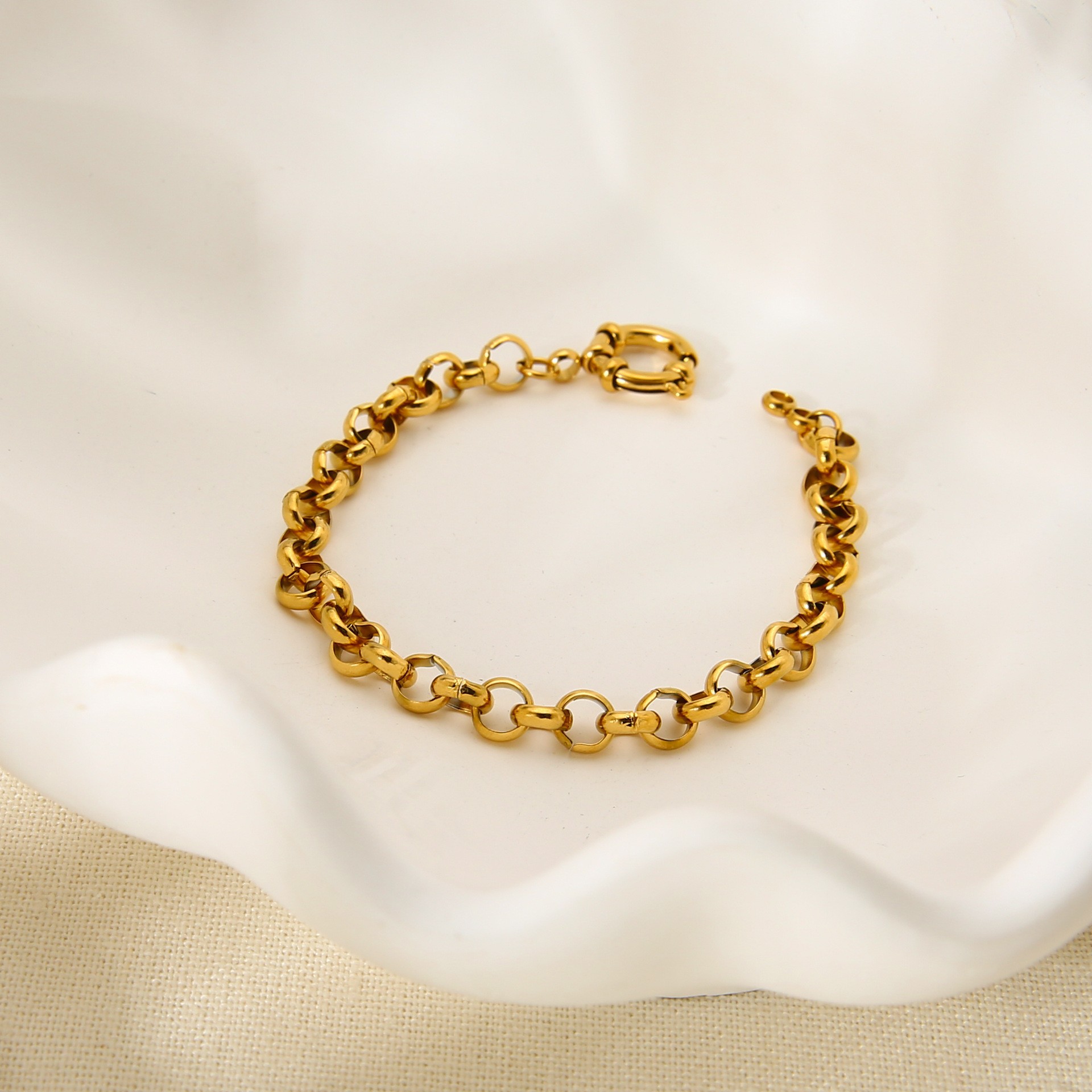 1 Piece Simple Daily Chain Rectangle Stainless Steel Women's Chain Bracelets h5 Picture2