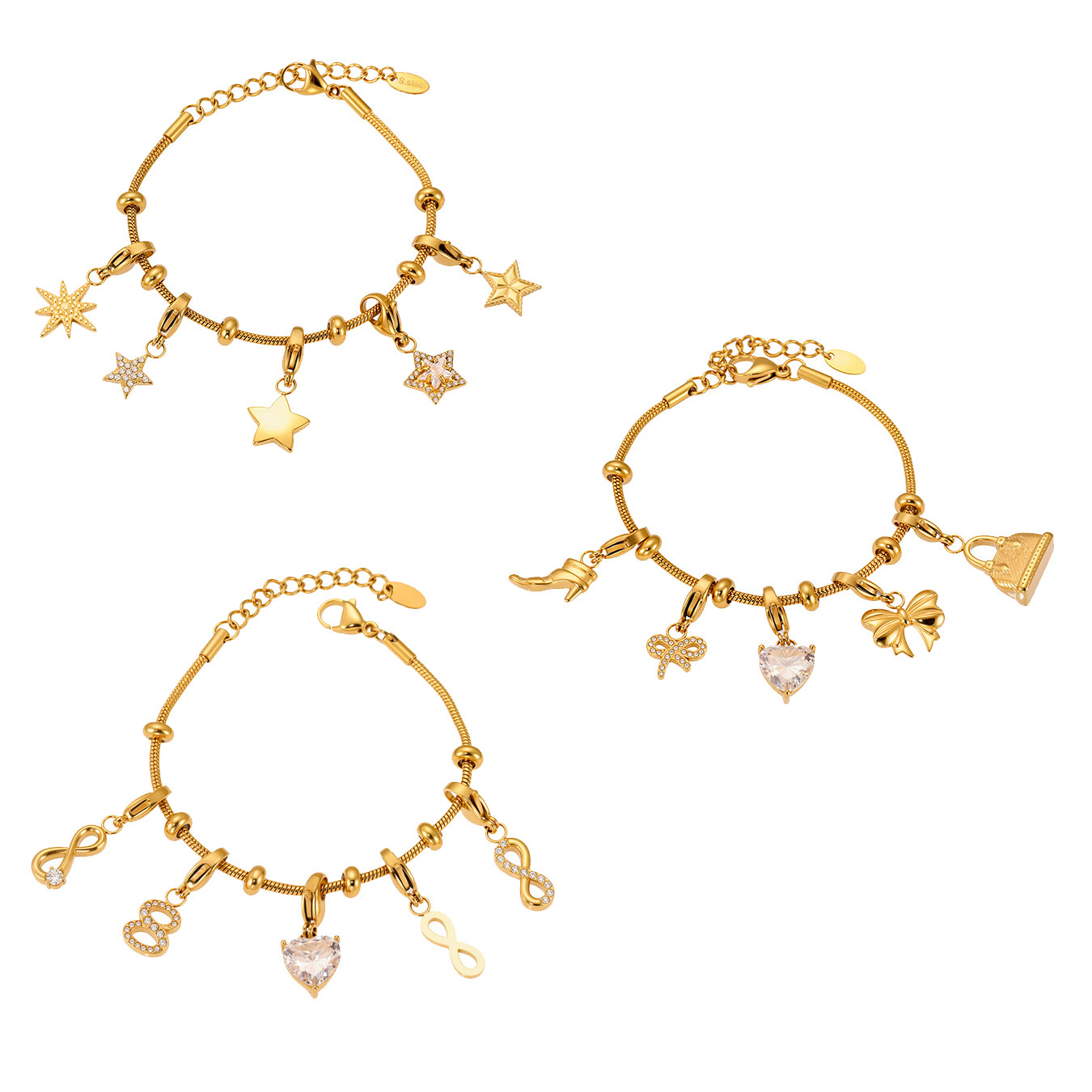 1 Piece Delicate Heart Stainless Steel Gold Color Women's Charm Bracelets h5 Picture11