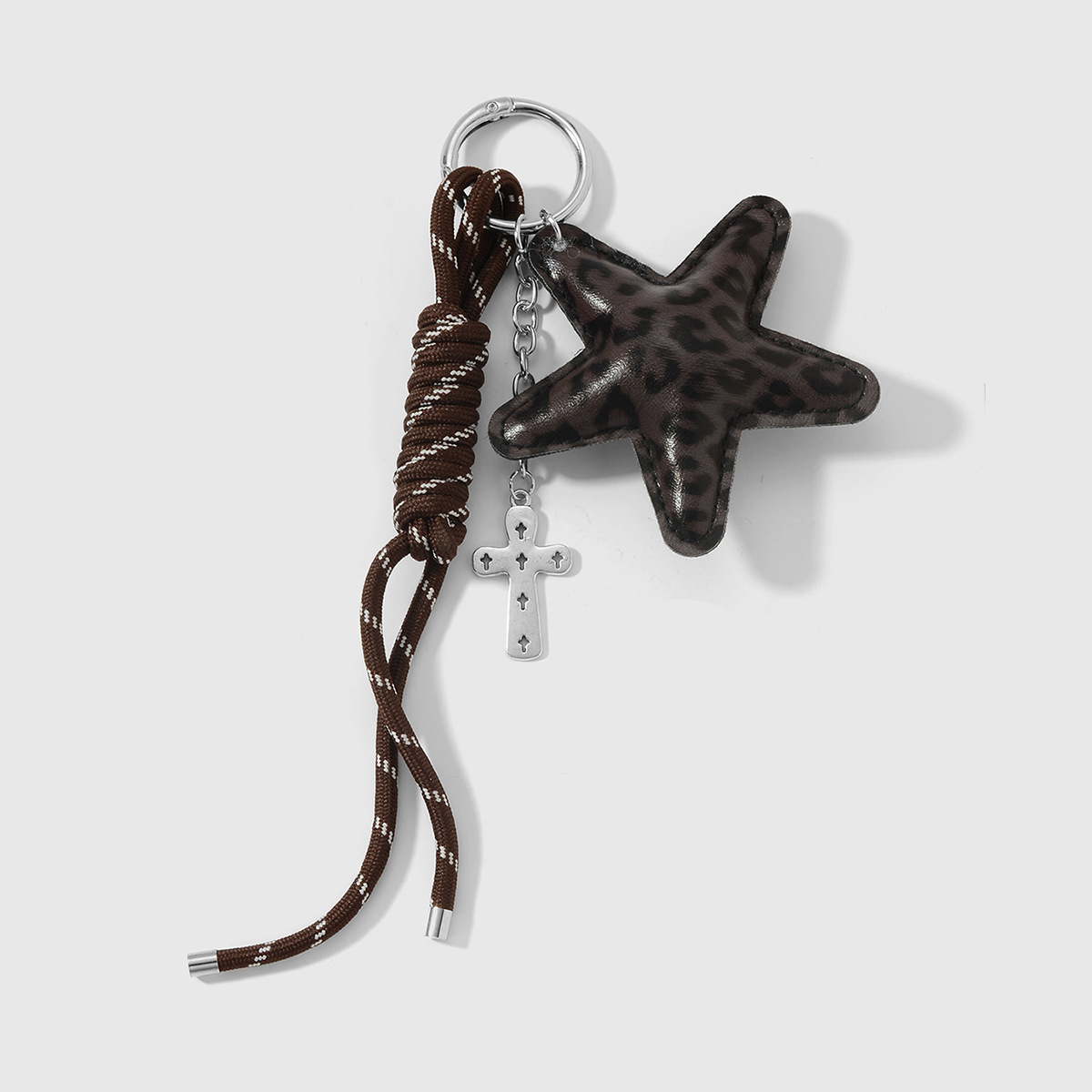 1 Piece Retro Leopard Print Leather Star Bag Charm h5 