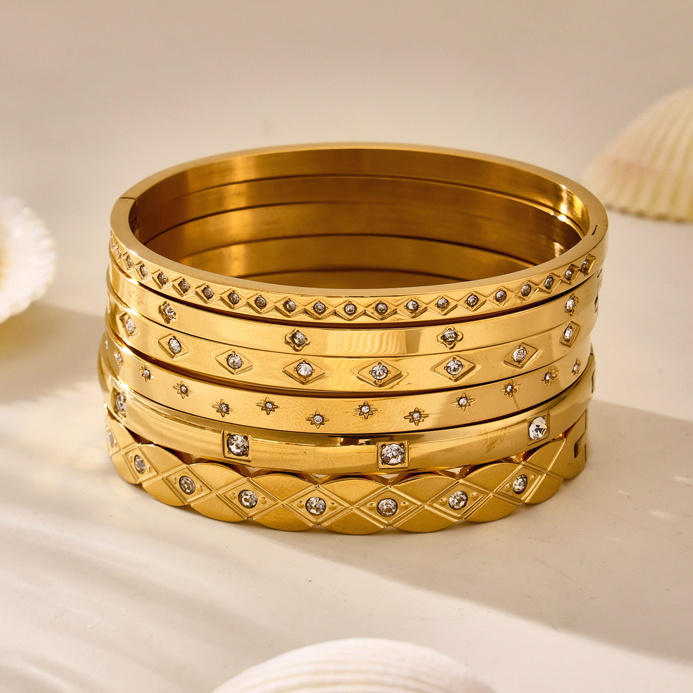 1 stuk klassieke onregelmatig gevormde armbanden van roestvrij staal in goudkleur voor dames