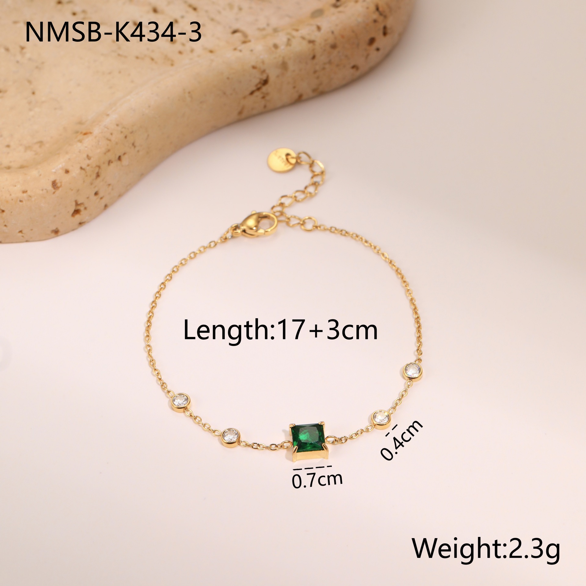 NMSB-K434-3 Green Zirconium Bracelet Picture3
