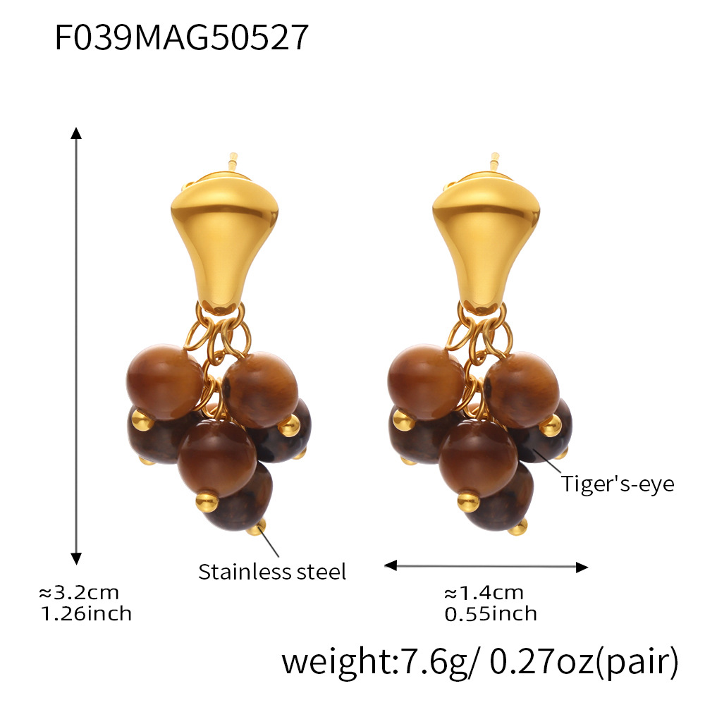 F039-Golden Tiger Eye Stone Earrings Picture3