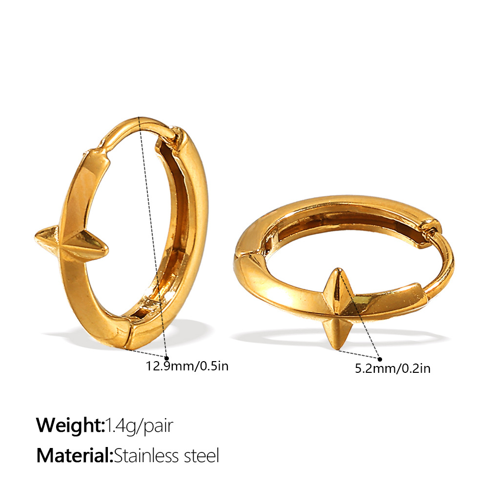 1 Pair Cross Stainless Steel Gold Color Hoop Earrings 