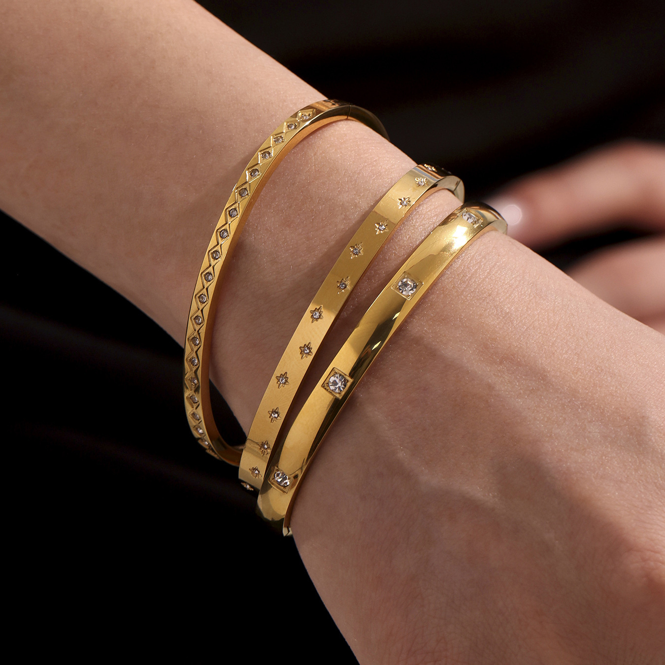 1 Piece Classic Irregular Shape Stainless Steel Gold Color Women's Bangles Picture4