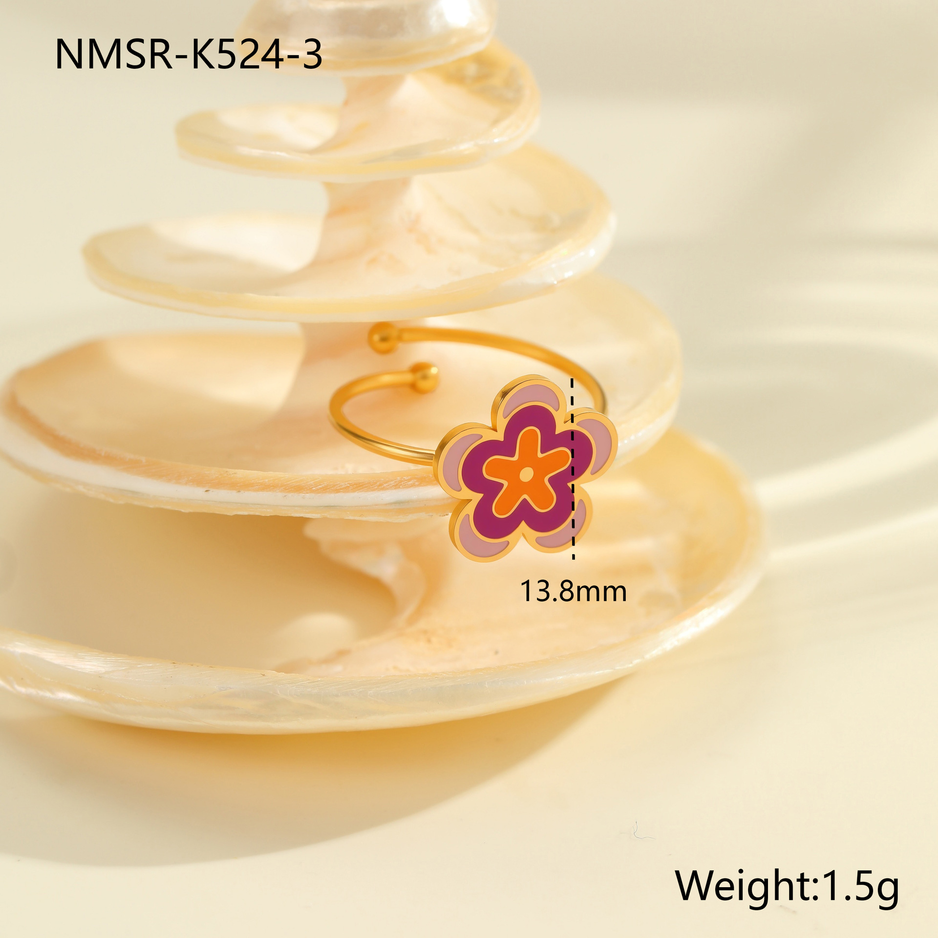 1 Piece Simple  Sweet Flower Smiling Face Stainless Steel Women's Statement Rings 