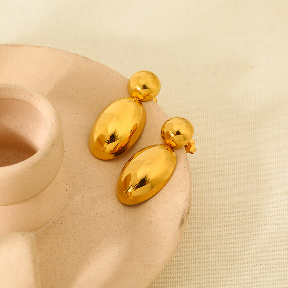 1 Pair Drop Shape Stainless Steel Gold Color Stud Earrings Picture4