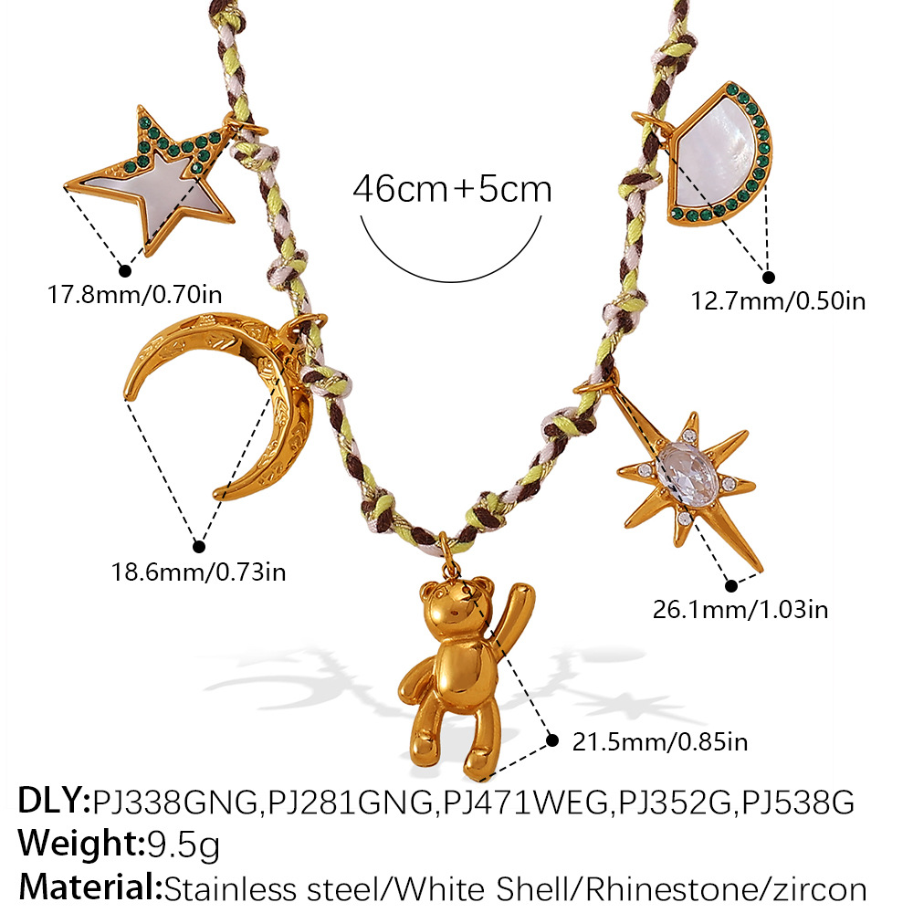 Stainless Steel Gold Color DIY Pendant Necklace Set 