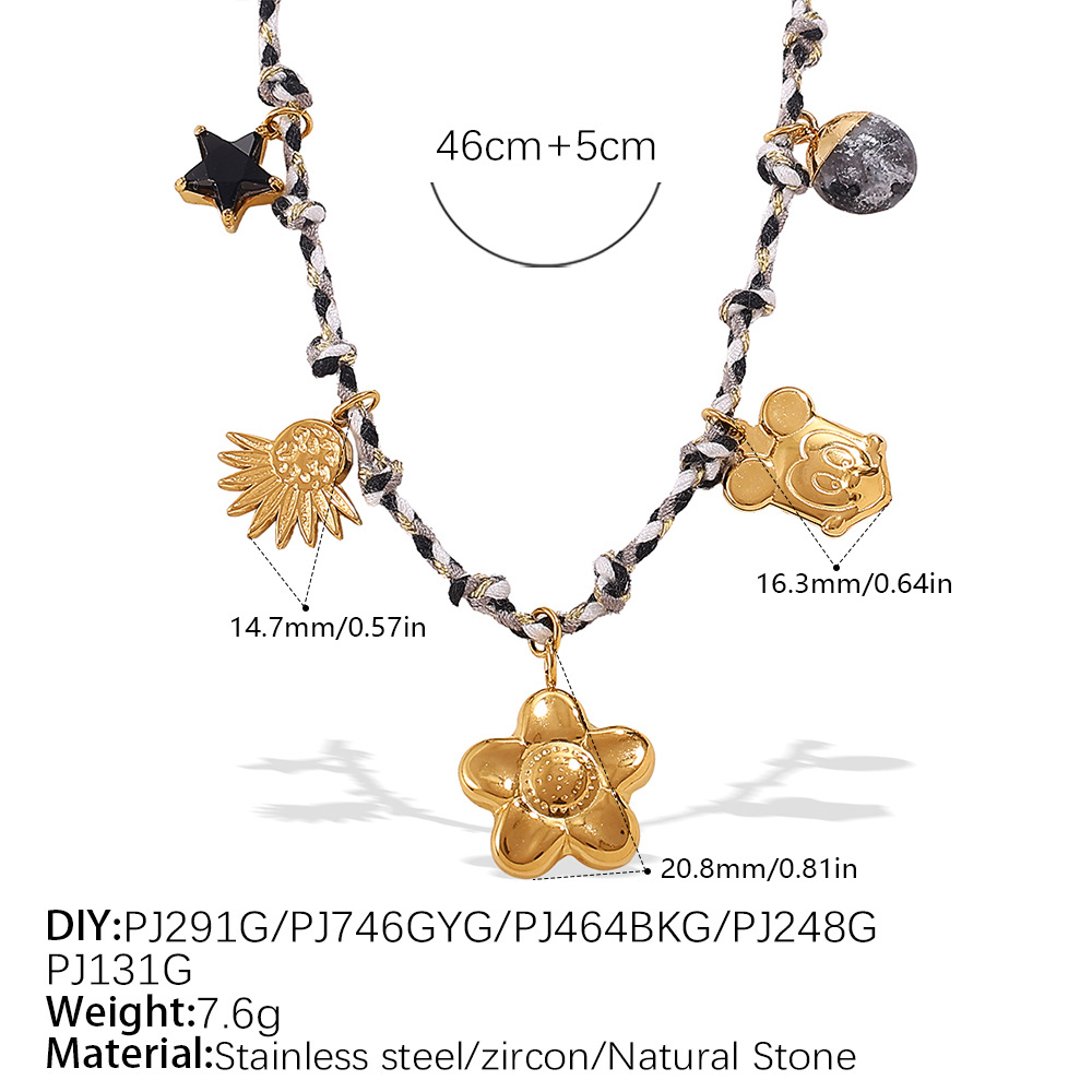 Stainless Steel Gold Color DIY Pendant Necklace Set 