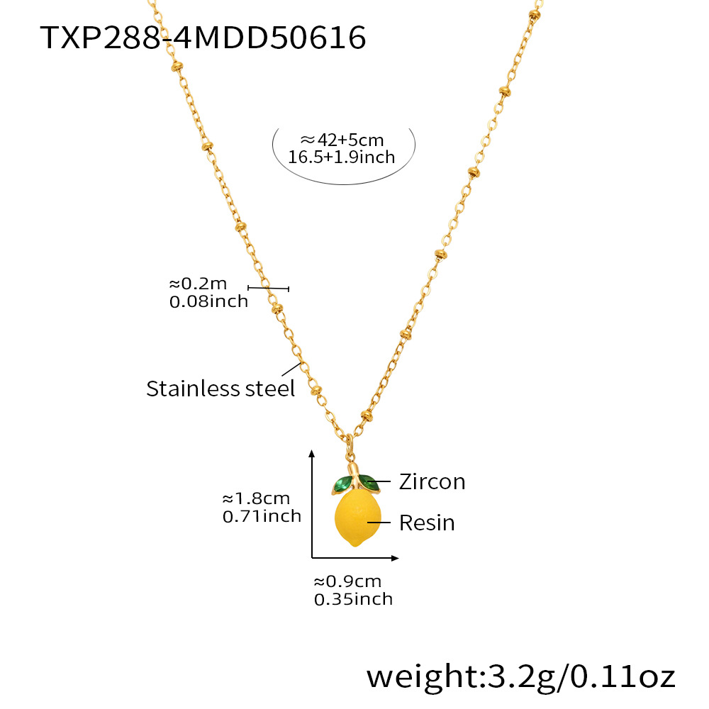 TXP288-4 lemon gold green diamond necklace 40+5cm Picture4