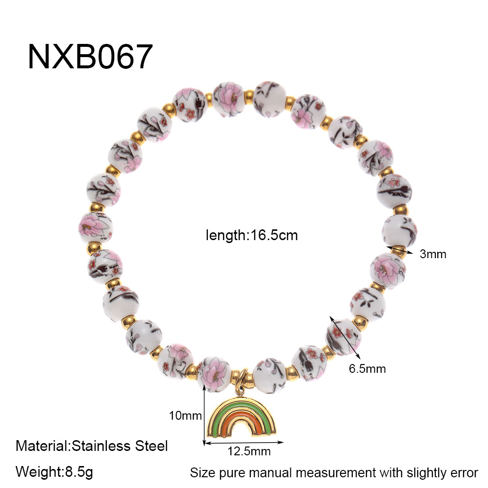 1 Piece Luxurious  Elegant Flower Ceramics  Gold Color  Women's Beaded Bracelets 