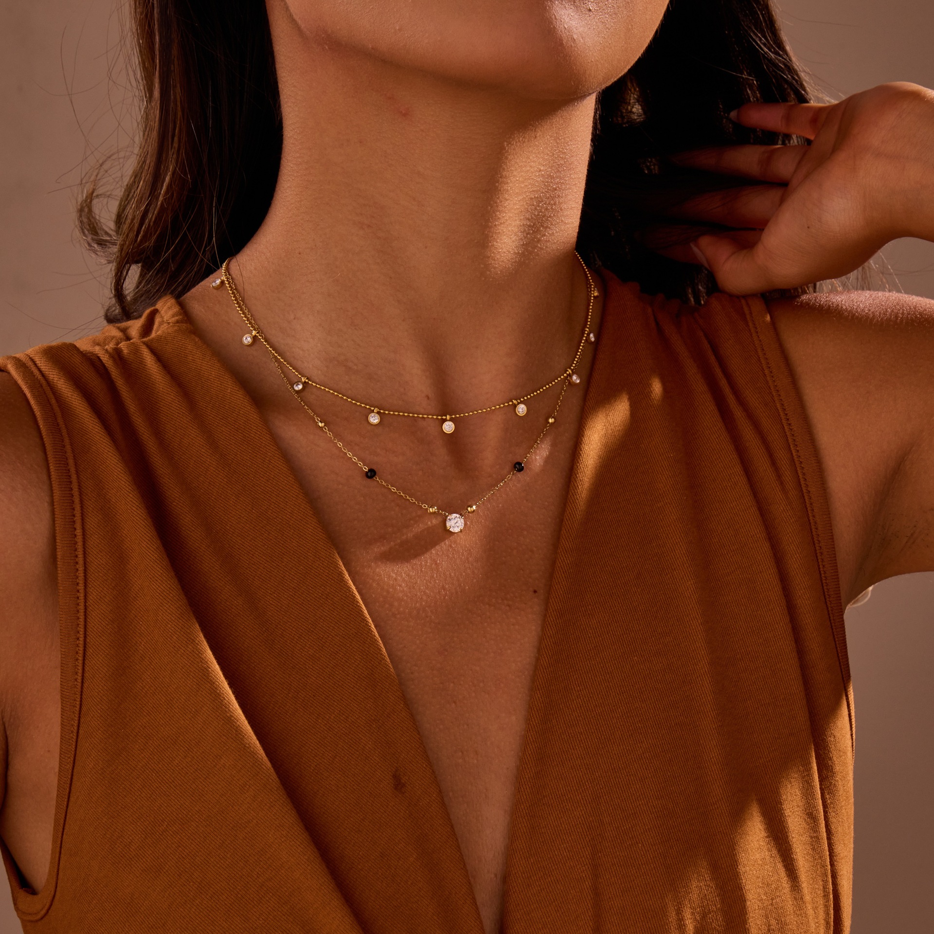 1 Piece Simple Elegant Circle Rectangle Stainless Steel   Women's Chain Necklaces 2
