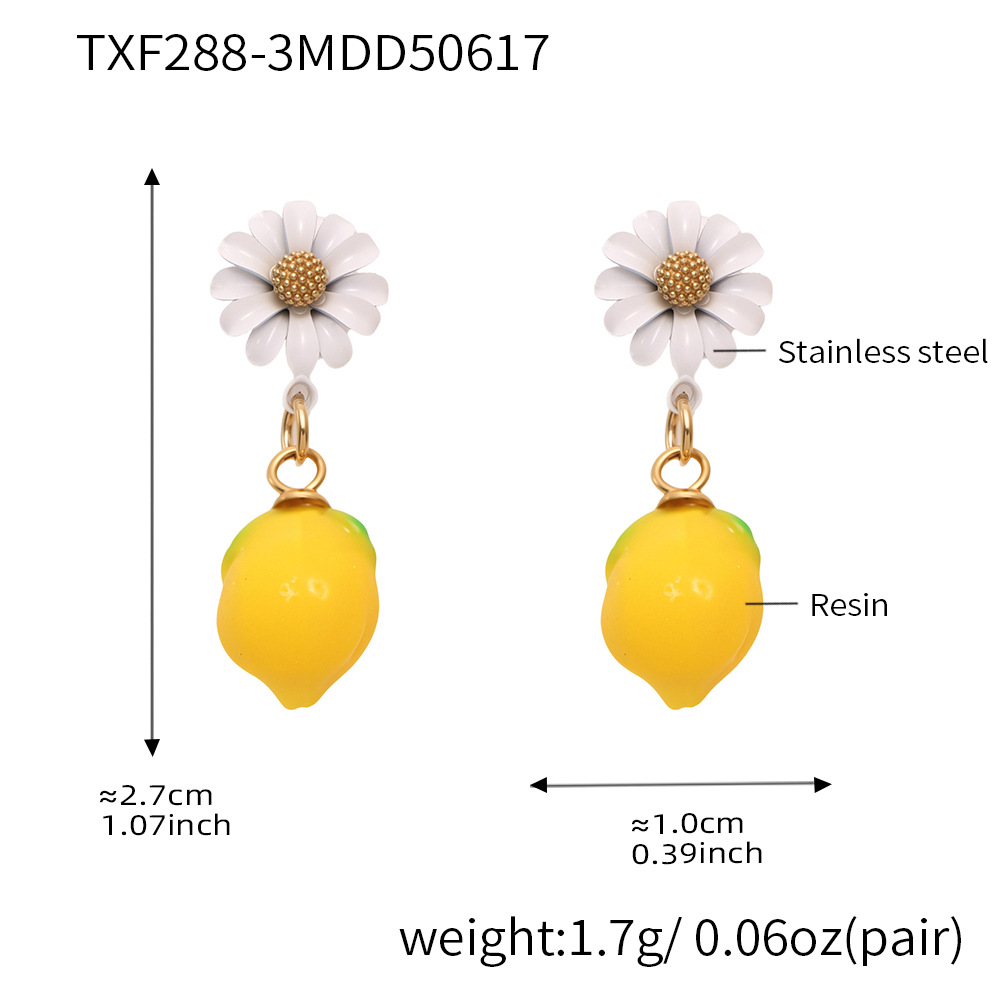 TXF288-3 Lemon Flower Earrings Picture4