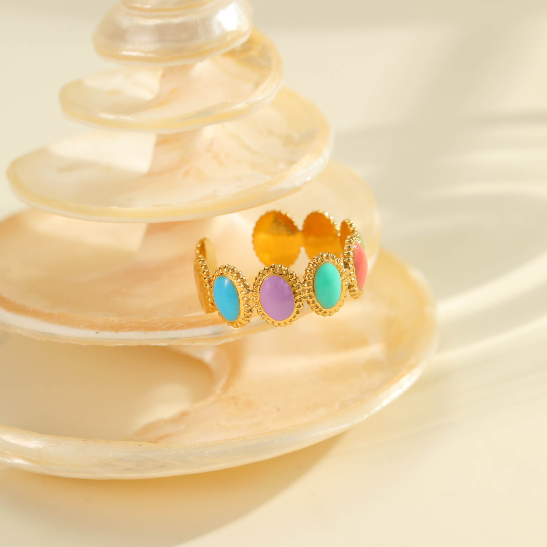 1 Piece Simple  Sweet Flower Smiling Face Stainless Steel Women's Statement Rings Picture3