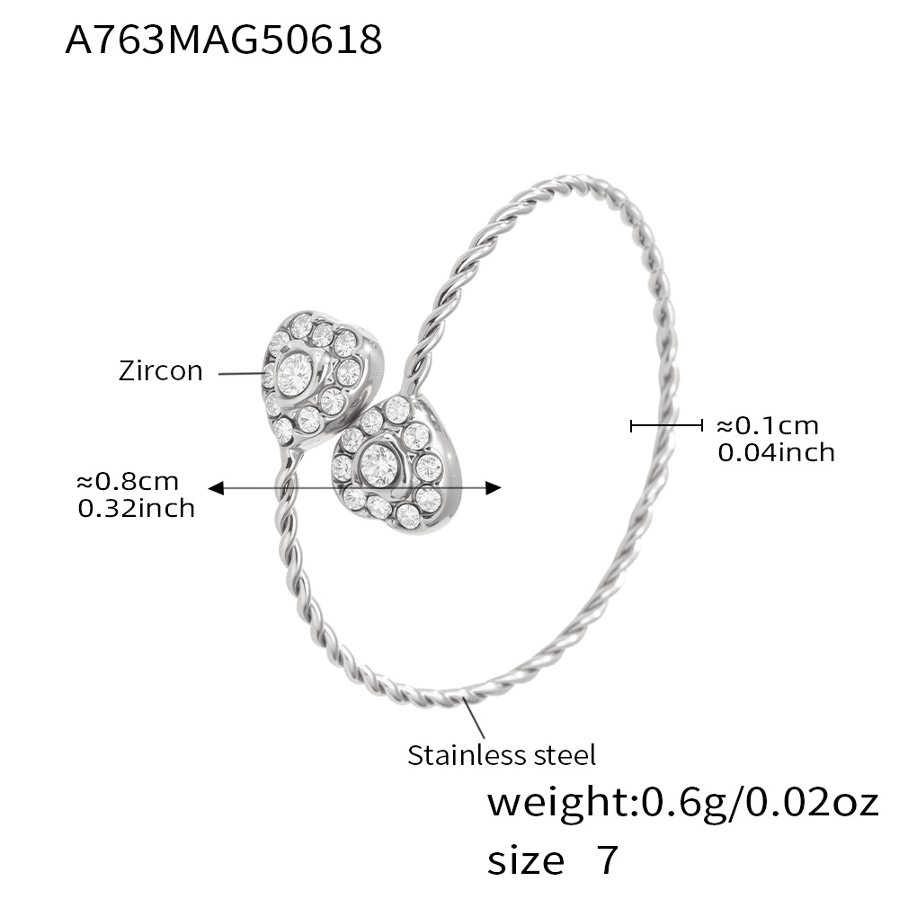 A763-Steel 5A Zircon Love Ring/No.7 Picture4