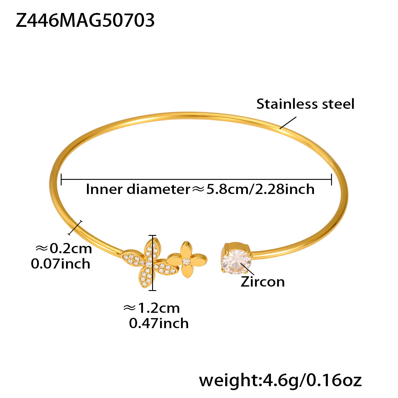 Z446-Gold Zircon Bracelet 