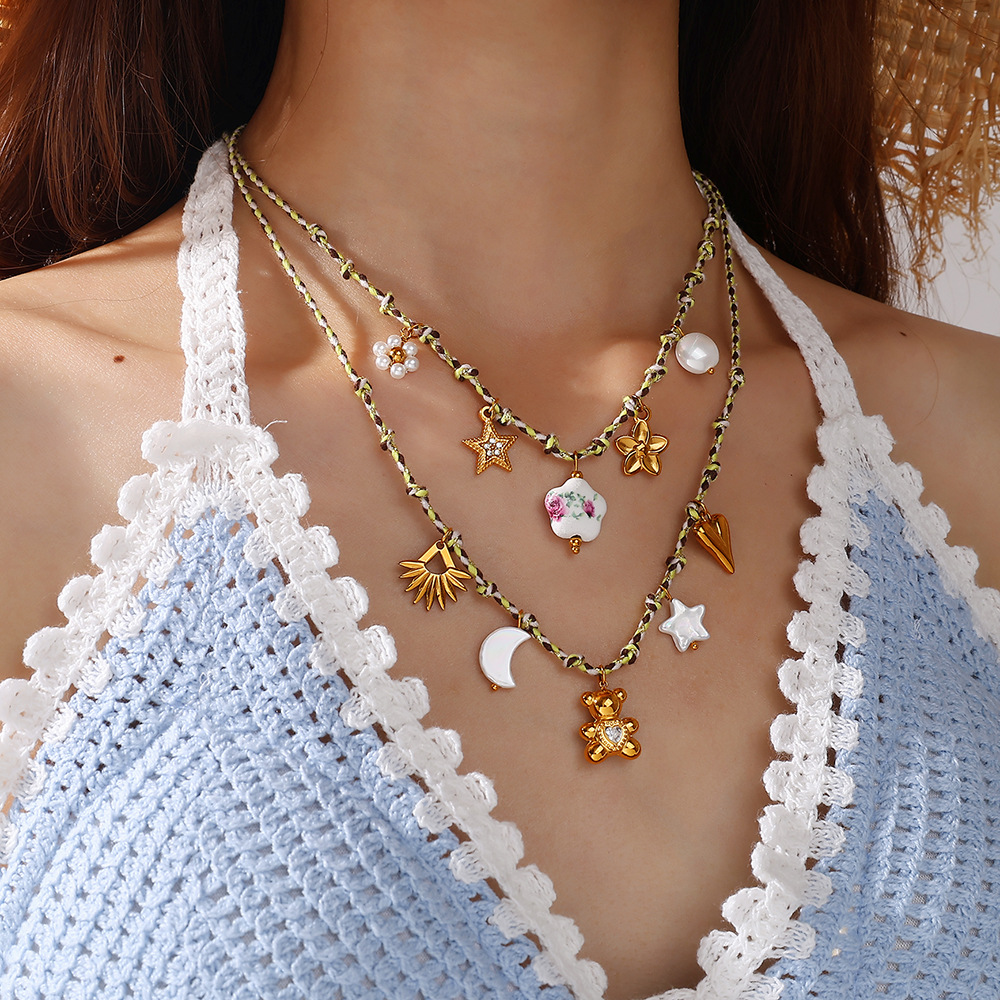 Stainless Steel Gold Color DIY Pendant Necklace Set Picture4