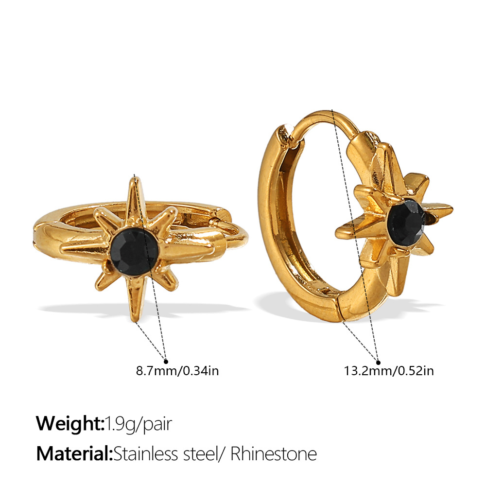 EH1179BKG Black diamond gold small earrings Picture5