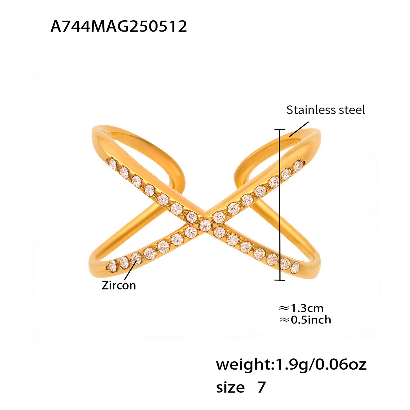 A744-Gold 5A Zircon Ring/No.7 Picture2
