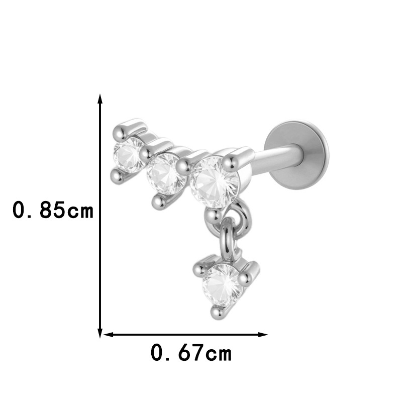 1 Adet Çiçek Ay Bakır Altın Rengi Zirkonyum Piercing Küpe Resim2