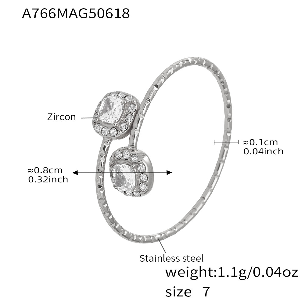 A766-Steel 5A Zirconia Cube Ring/No.7 Picture10