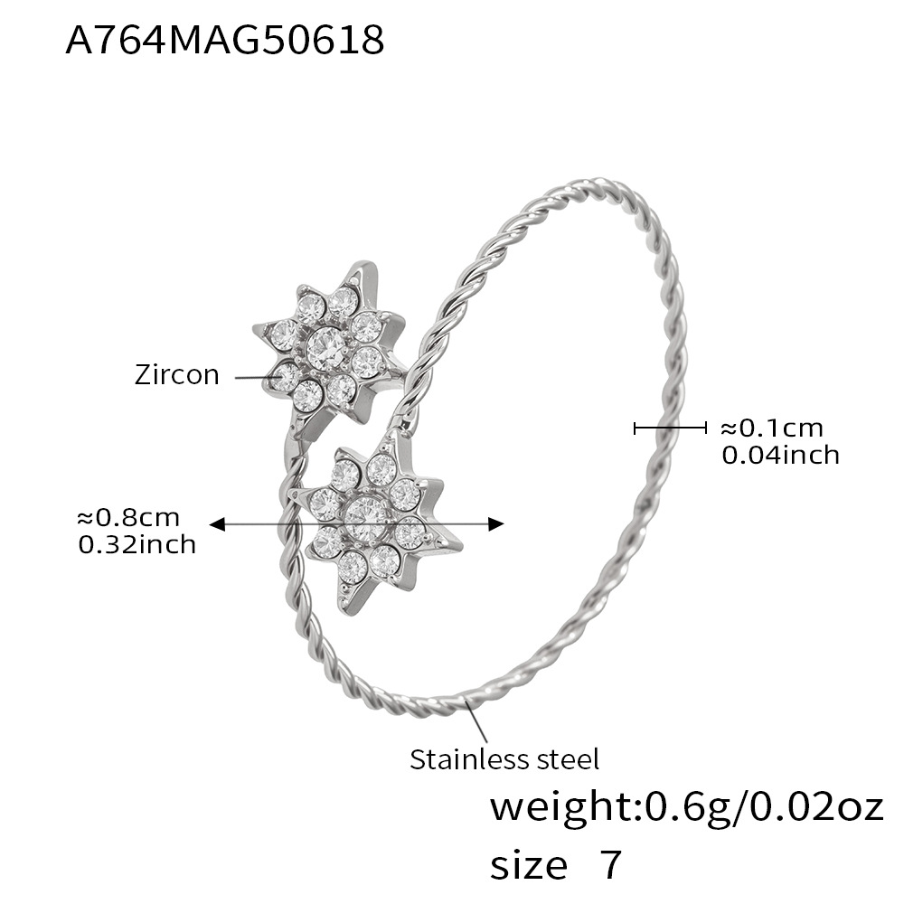 A764-Steel 5A Zircon Star Ring/No.7 Picture6