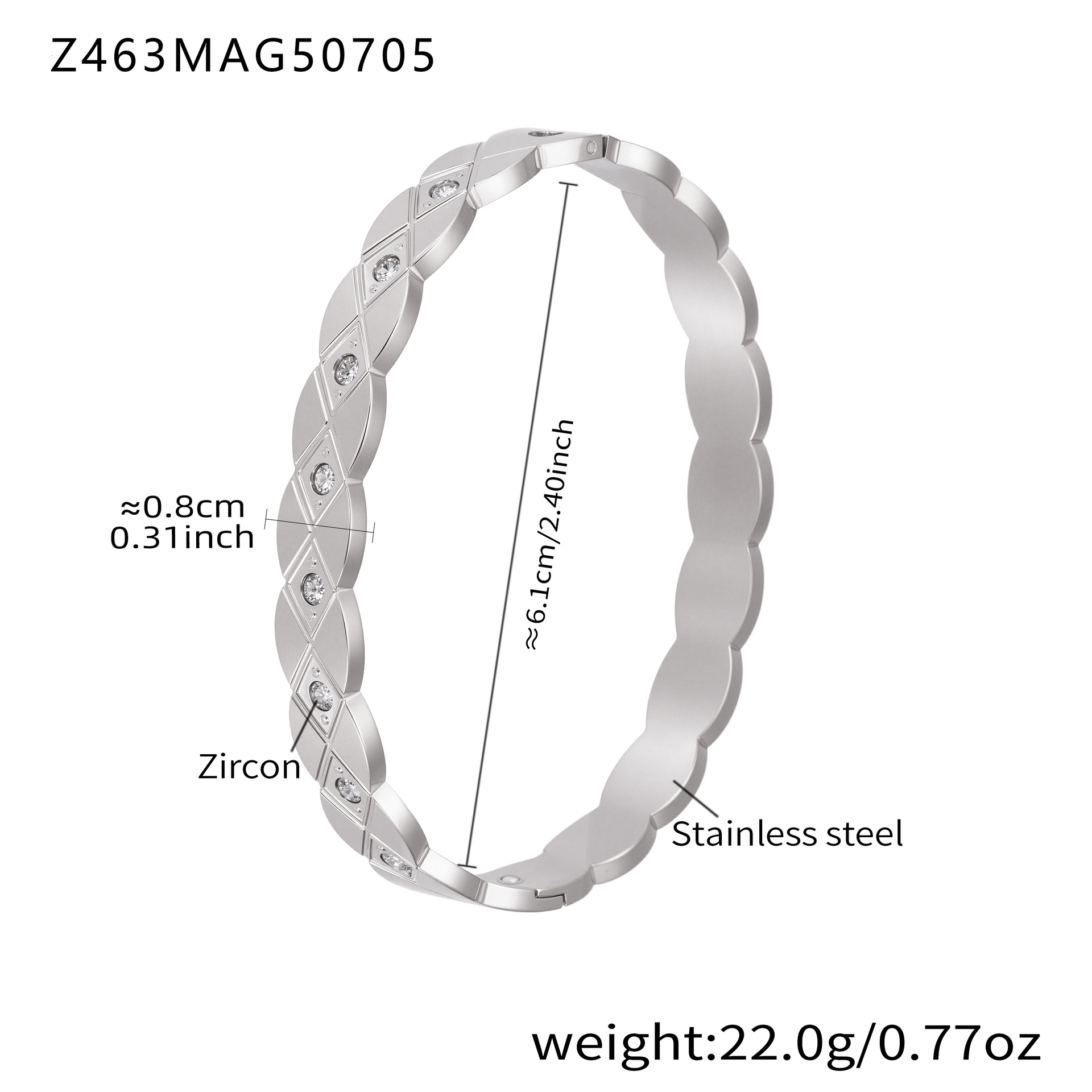 Z463-Steel zircon bracelet Picture12