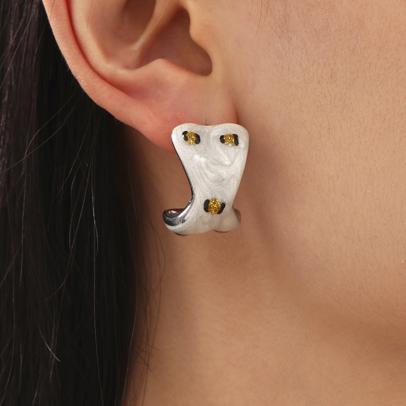 1 Pair Colorful Irregular Shape Stainless Steel Gold Color Women's Stud Earrings h5 Picture4
