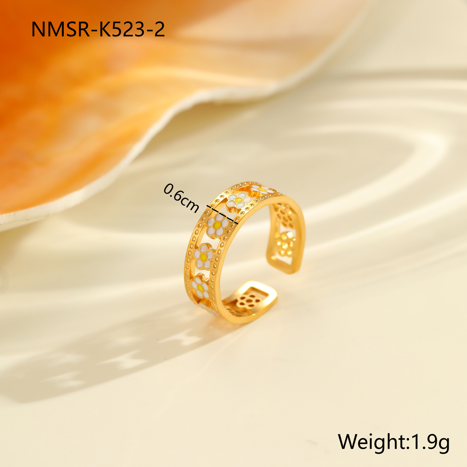 NMSR-K523-2 White Flower Ring/One Size Picture5