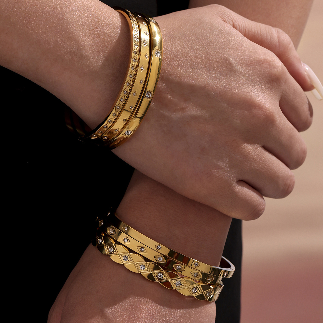 1 Piece Classic Irregular Shape Stainless Steel Gold Color Women's Bangles Picture3