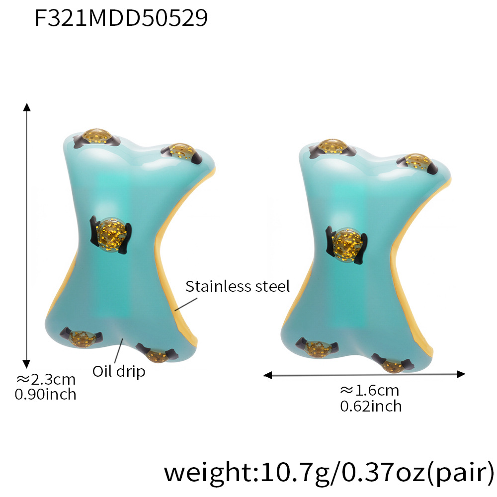 F321-Gold Mint Green Earrings Picture2