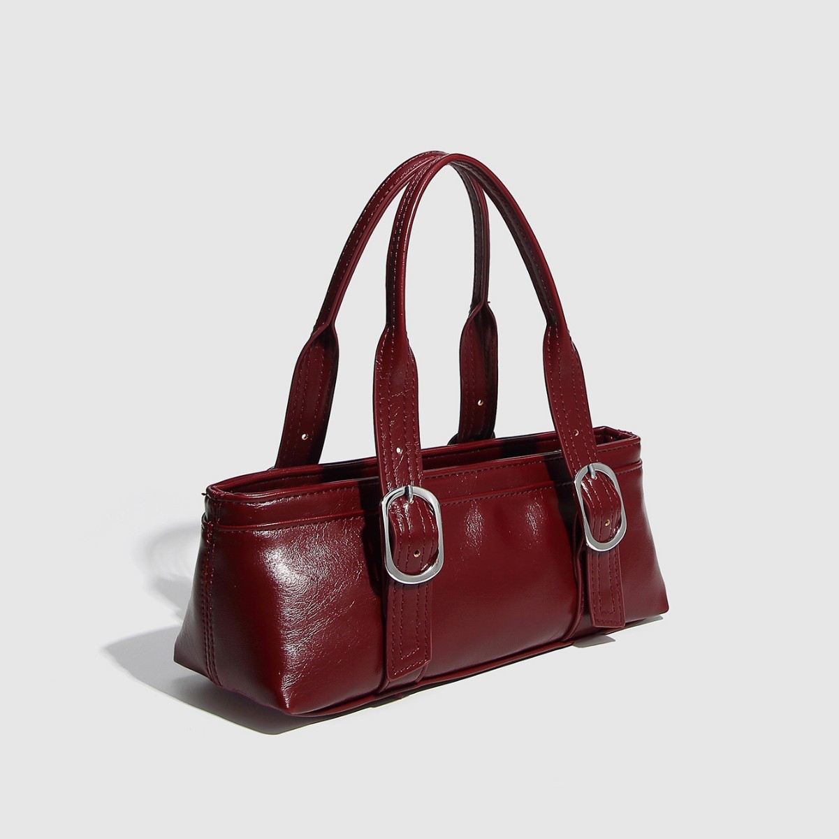 Bolso de mano para mujer de PU de color sólido informal de serie simple de 1 pieza h5 Imagen4