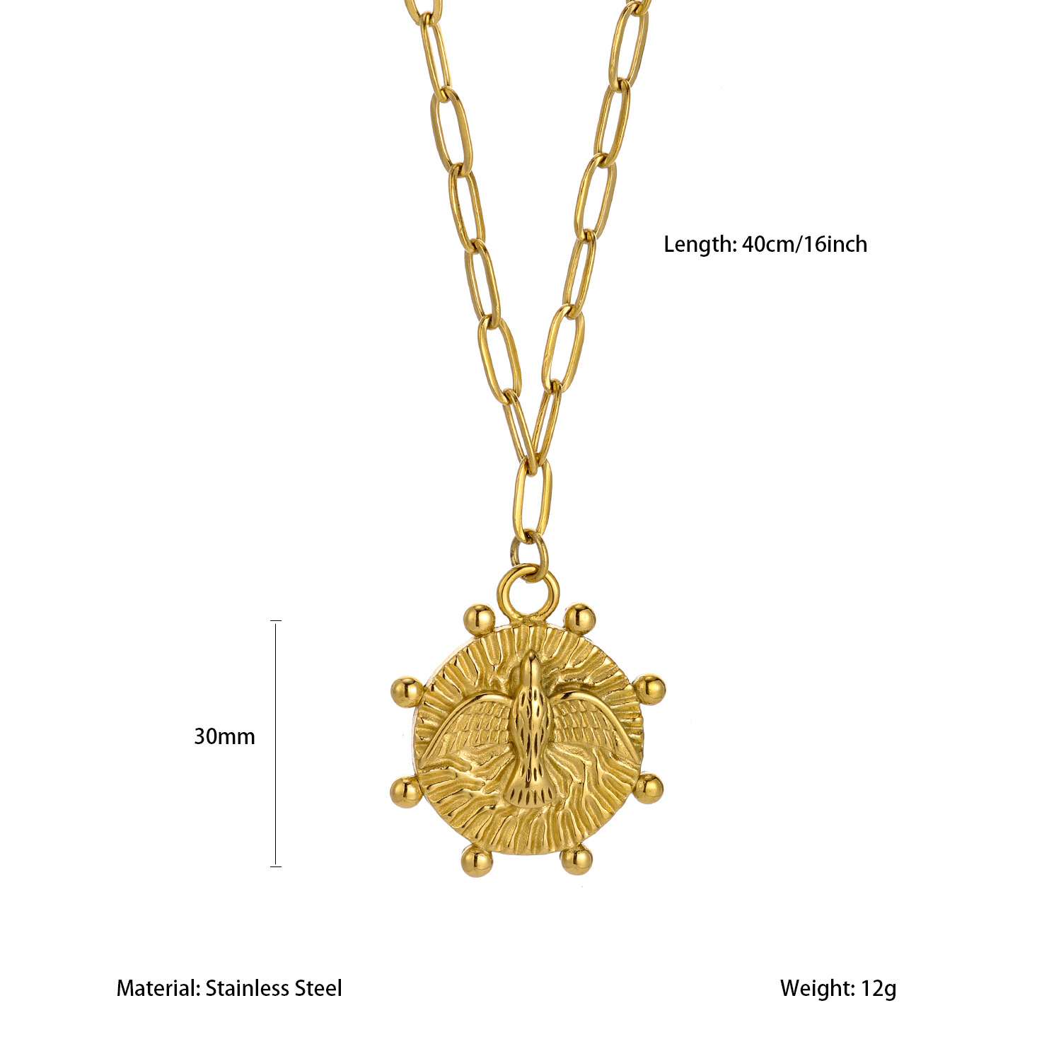 1 pezzo di collana con ciondolo a forma di fiore romantico in acciaio inossidabile color oro da donna 