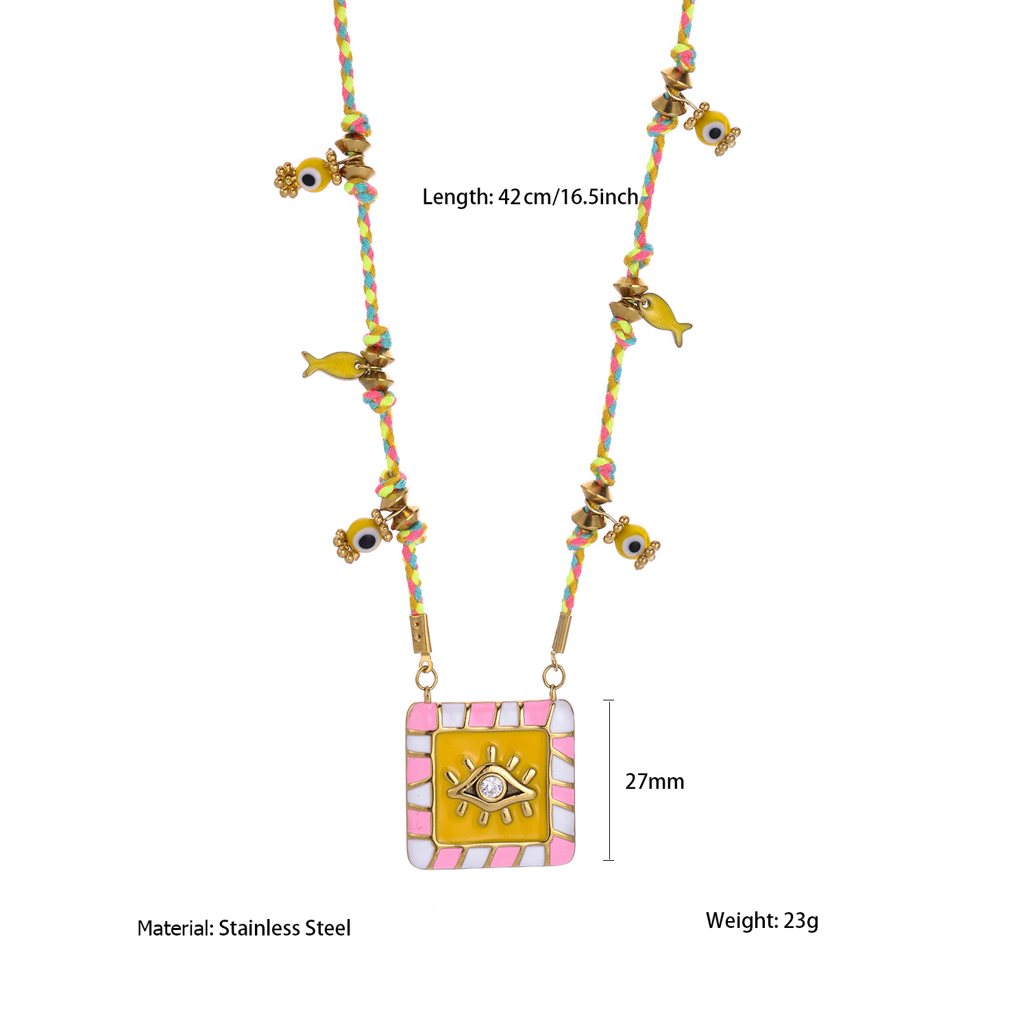 1 Piece Luxurious Devil's Eye Stainless Steel Gold Color Women's Pendant Necklaces 