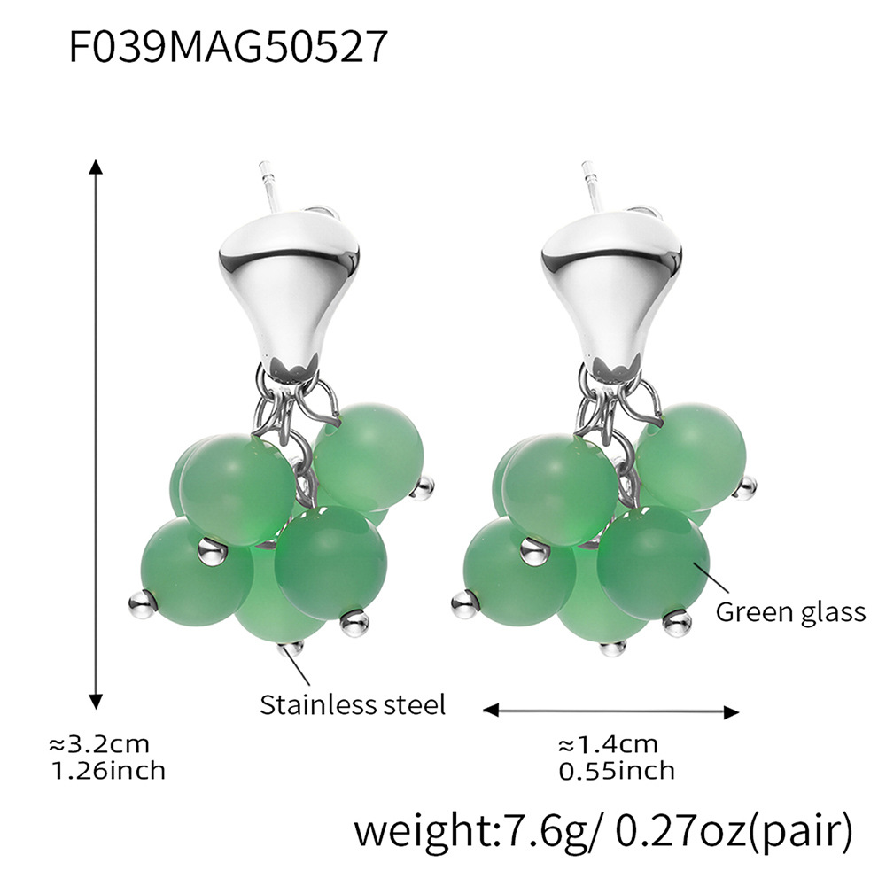 F039-Steel Green Glass Earrings Picture6