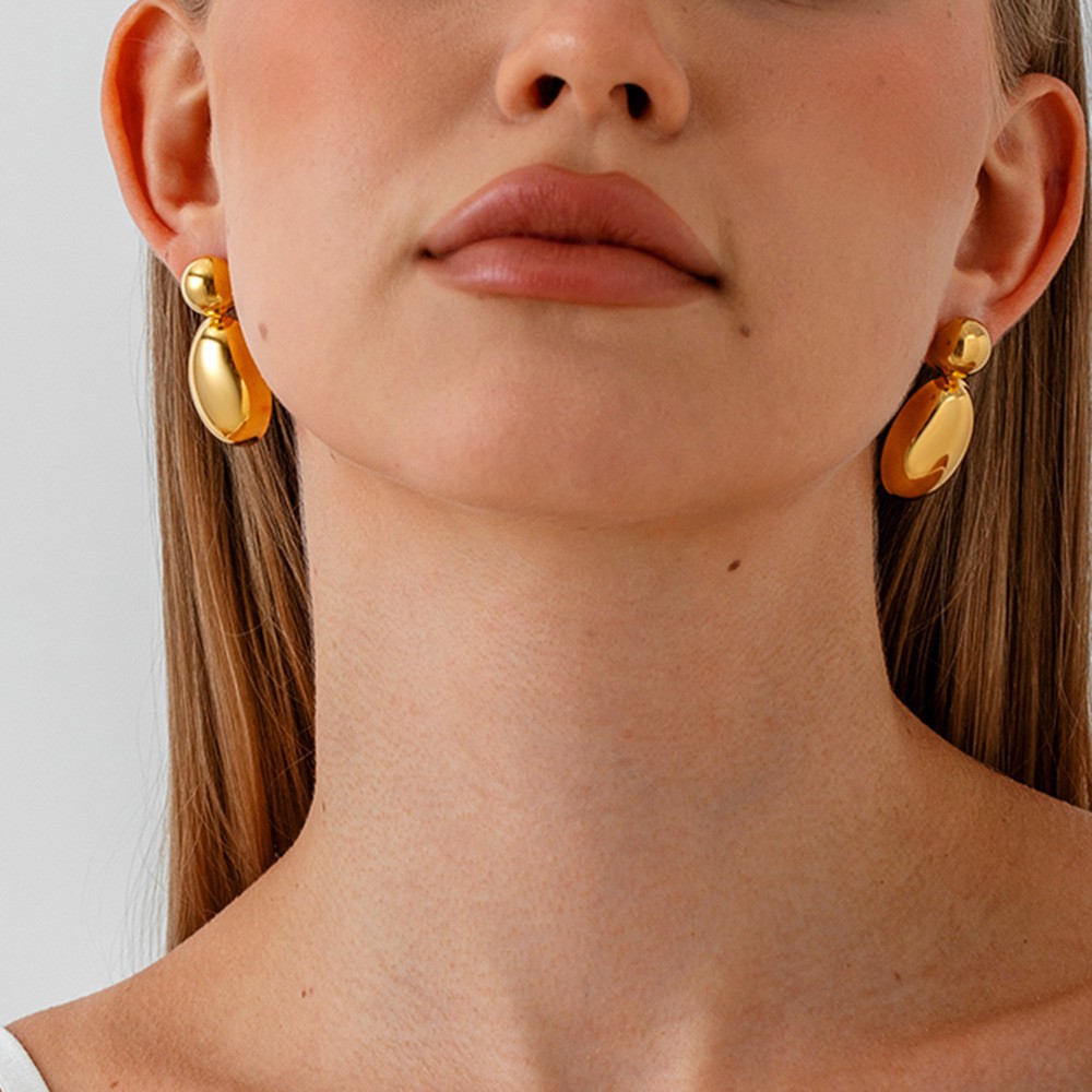 1 Pair Drop Shape Stainless Steel Gold Color Stud Earrings 2