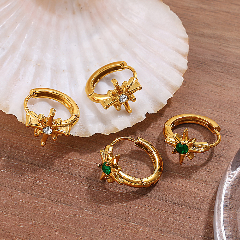 1 Pair Cross Stainless Steel Gold Color Hoop Earrings Picture2