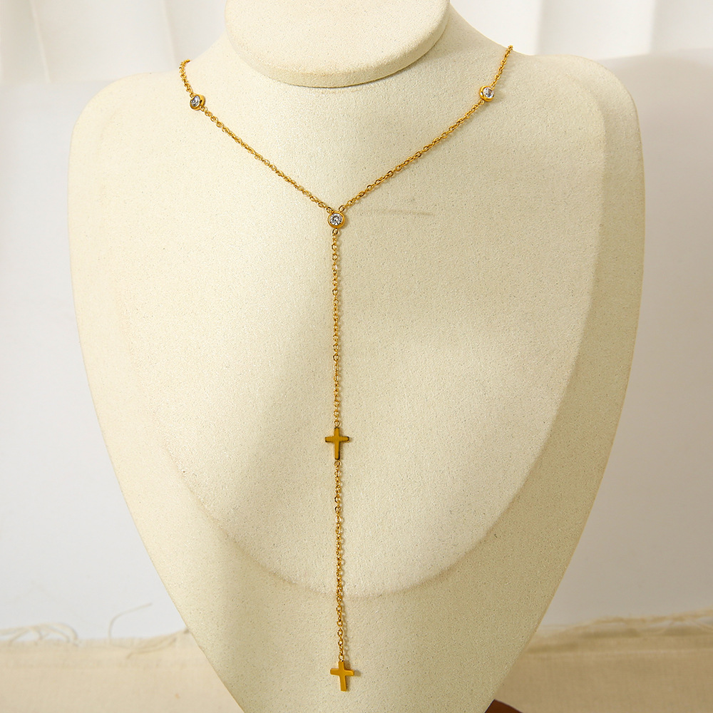 1 pezzo di semplice collana classica in acciaio inossidabile con ciondolo da donna Immagine5