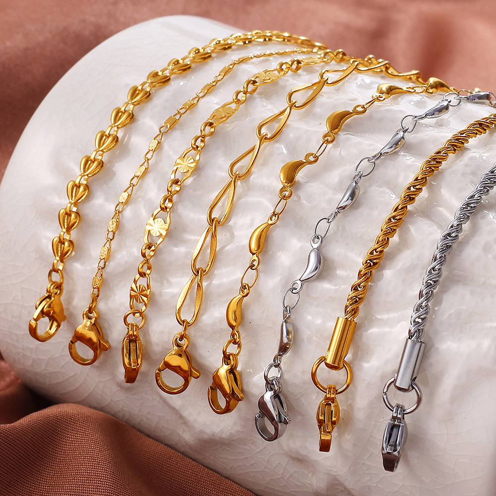 1 Piece Stainless Steel Gold Color Chain Necklace Picture3
