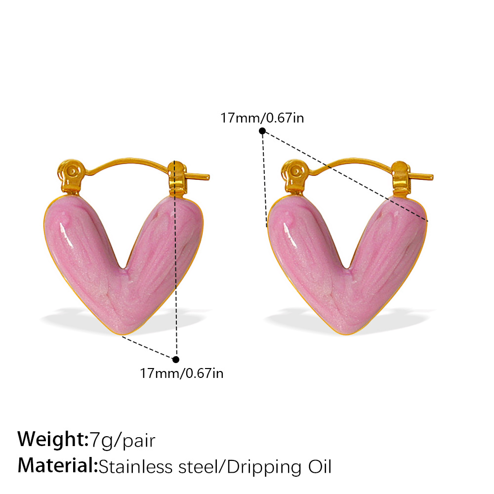 EH62LPG light pink enamel earrings Picture2