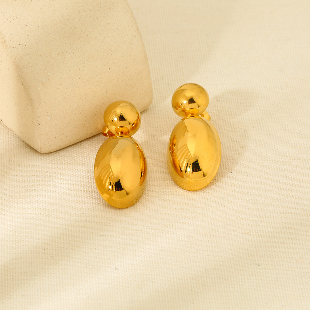 1 Pair Drop Shape Stainless Steel Gold Color Stud Earrings Picture3