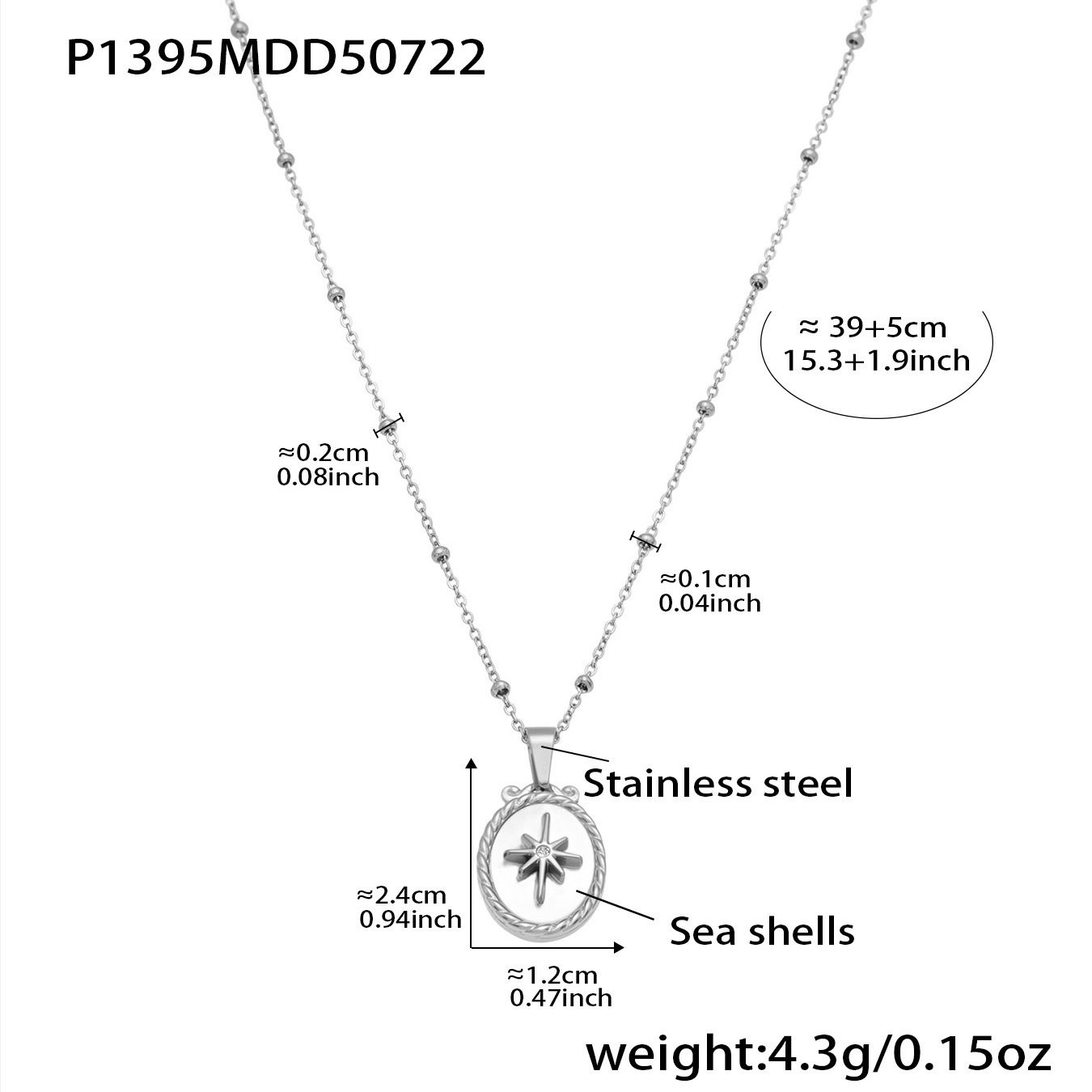 P1395-Collana in acciaio 39+5cm Immagine6