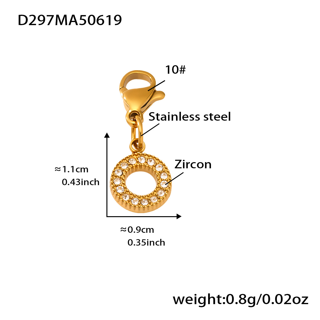 D297-Gold O-shaped 5A zircon pendant Picture5
