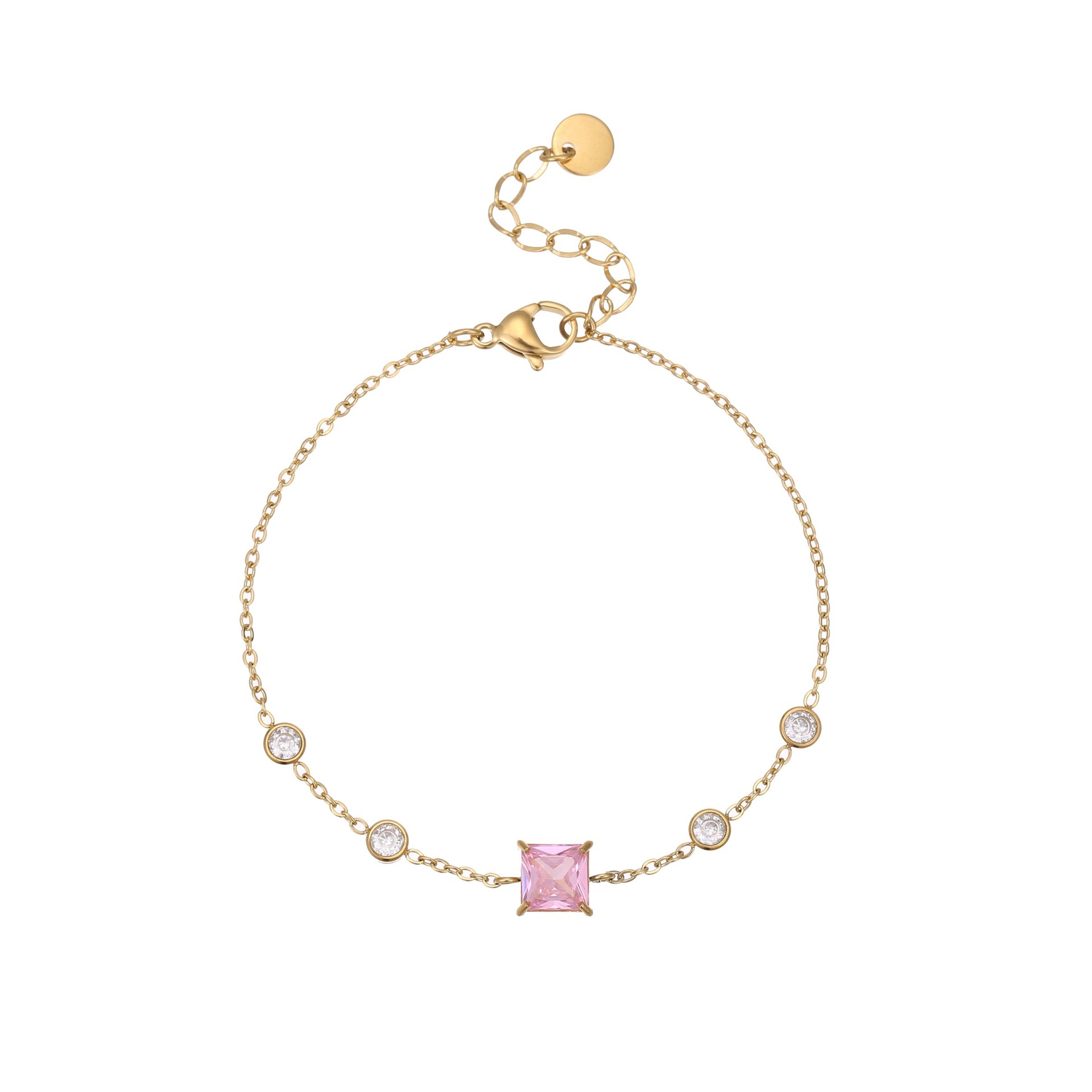 1 Piece Simple Rectangle Stainless Steel  Zircon Women's Chain Bracelets h5 Picture4