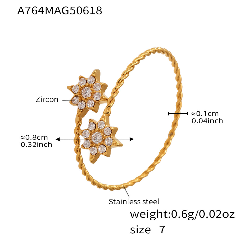 A764-Gold 5A Zircon Star Ring/No.7 Picture5