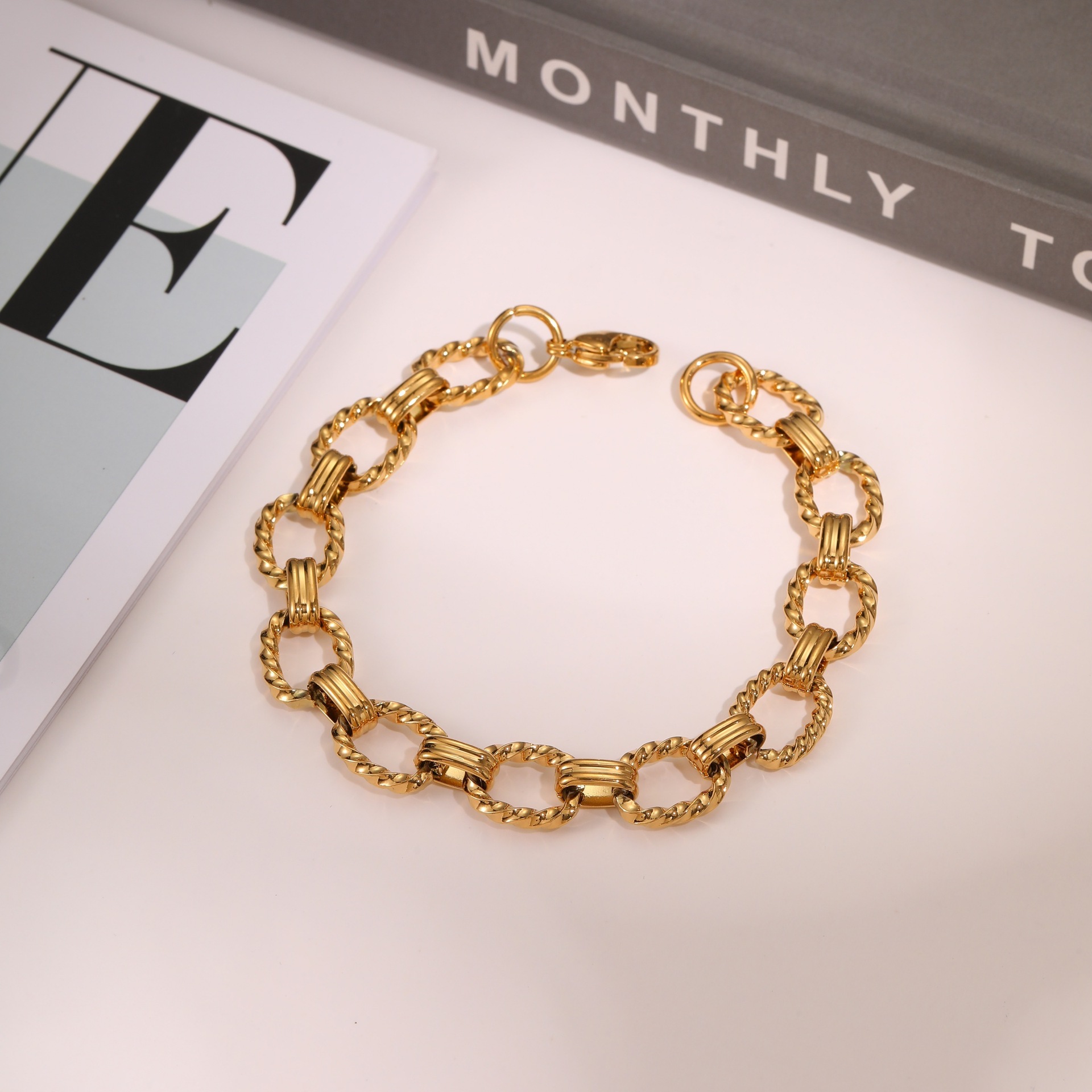 1 Piece Simple Series  Chain Stainless Steel Women's Chain Bracelets